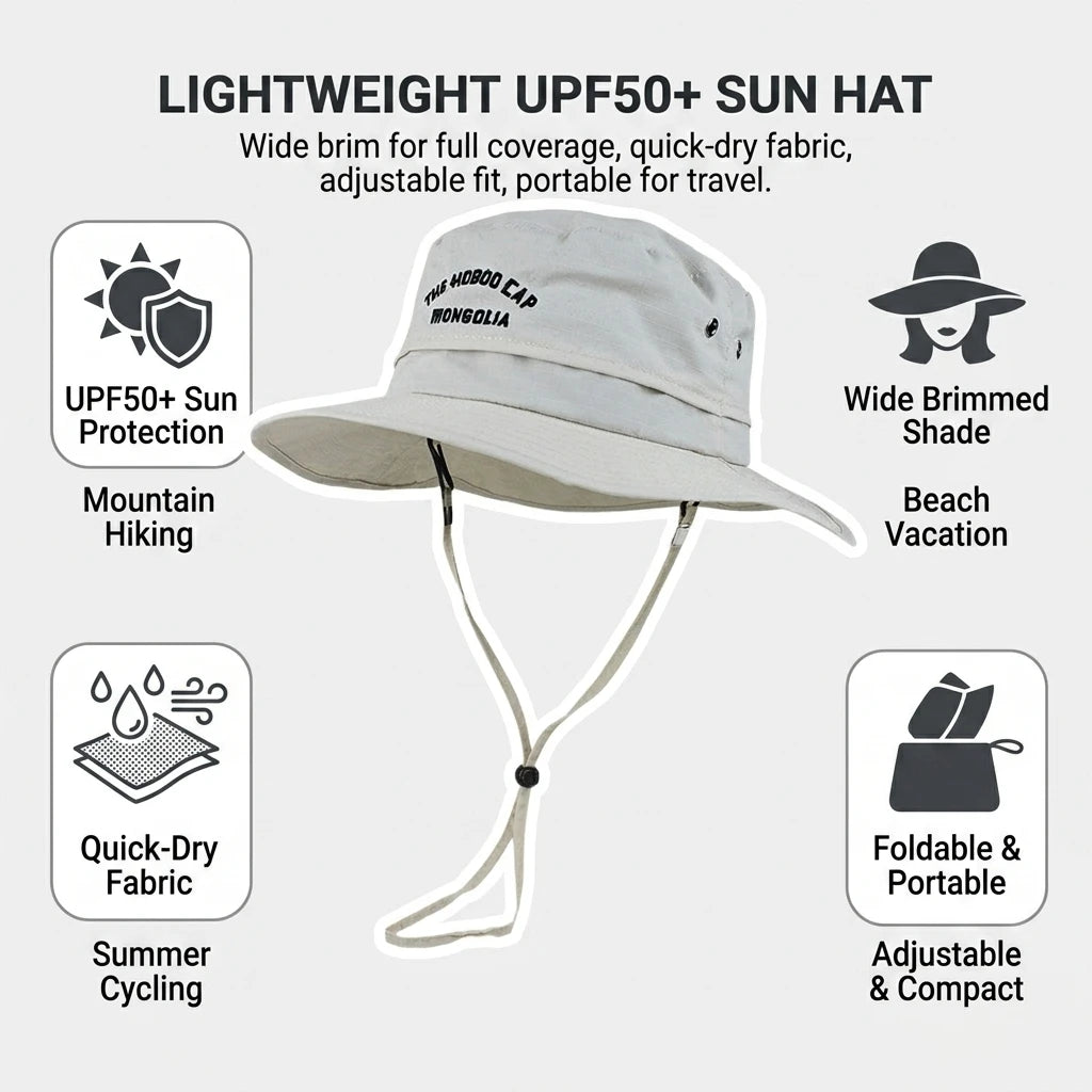 Unisex UPF50+ Wide Brim Sun Hat – Quick Dry Fishing Hat