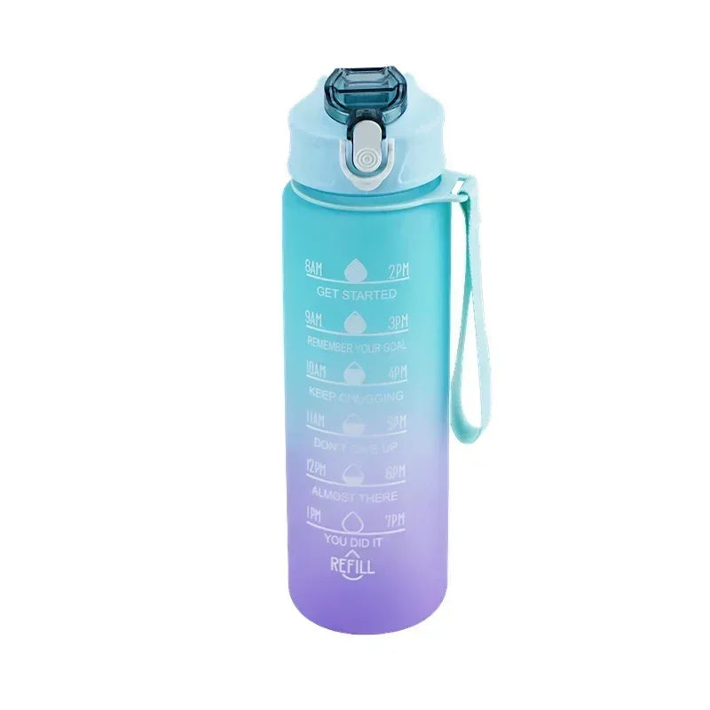 900ml Rainbow Frosted Sports Water Bottle with Straw – BPA-Free