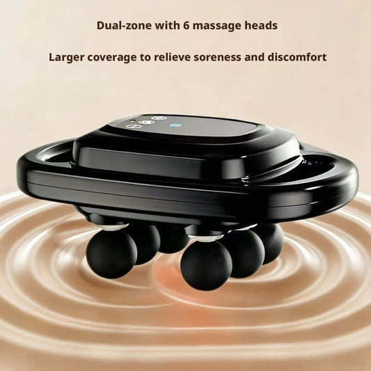 6 Massage Heads Fascia Gun Dual Zone Large Coverage Deep Tissue Massager Muscle Relaxer For Back Waist Leg Post Workout Recovery Peaceful Pleasures Health and Wellness