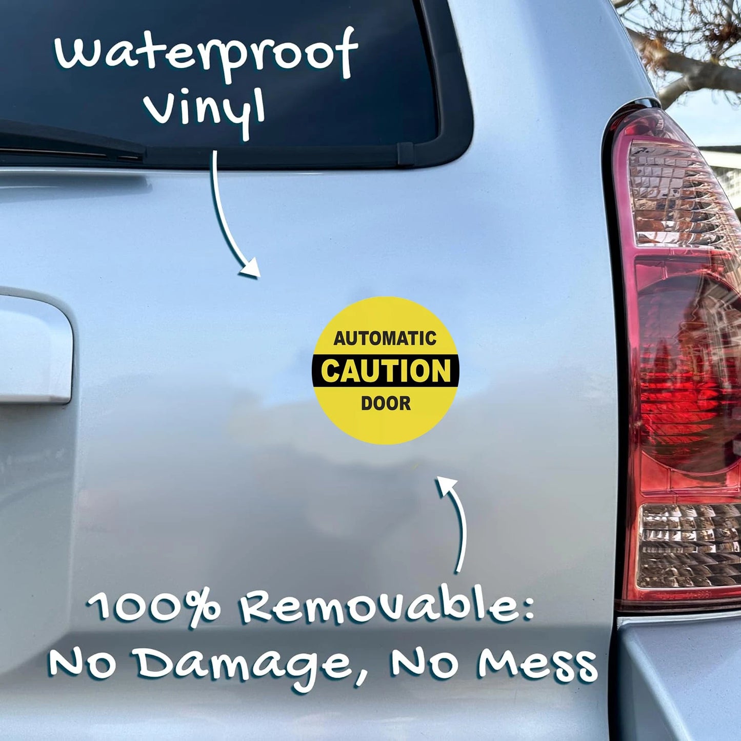 2pack Caution Automatic Door sticker decal business window safety 5x5in Peaceful Pleasures Health and Wellness