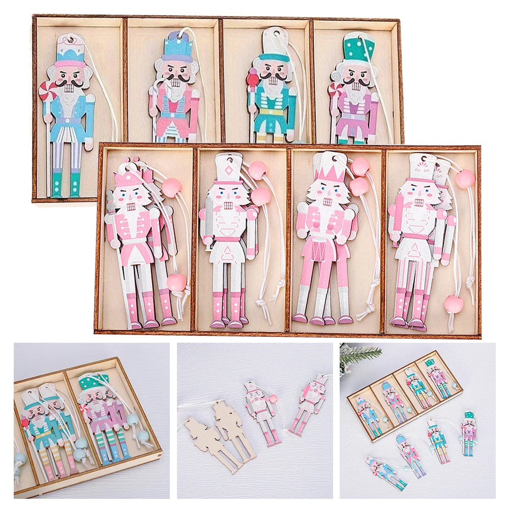 Wooden Nutcracker Christmas Ornaments | 8-Pack DIY Pendants