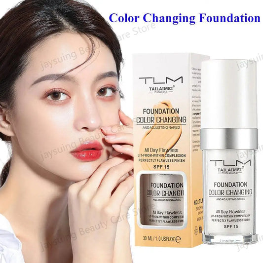 Foundation Color Changing Makeup Base Nude Face Full Cover Matte Concealer Long Lasting Make Up Liquid Foundation Cream 30ml Peaceful Pleasures Health and Wellness