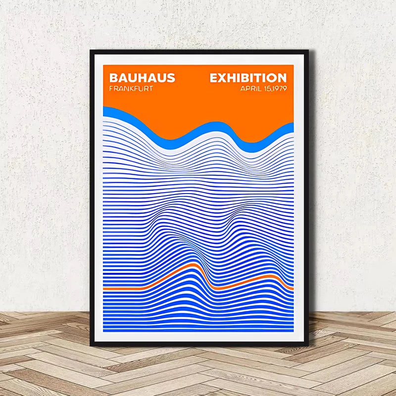 Abstract BAUHAUS art poster, line geometric pattern canvas art painting used for room wall and living room decoration, framel Peaceful Pleasures Health and Wellness