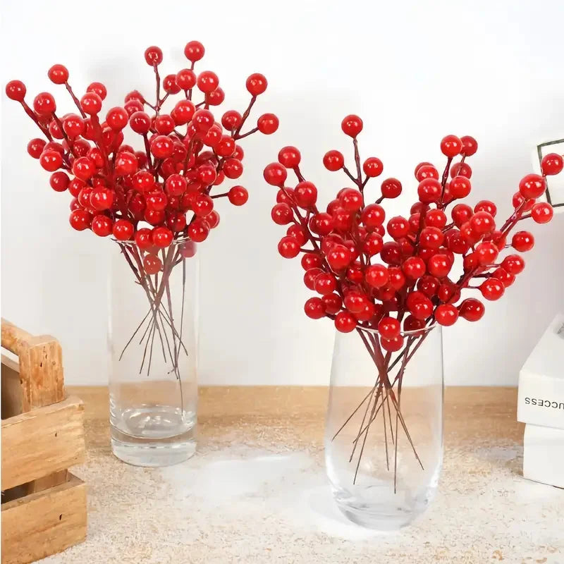 Artificial Holly Fruit Branches 10/30 PCS – Christmas Decor
