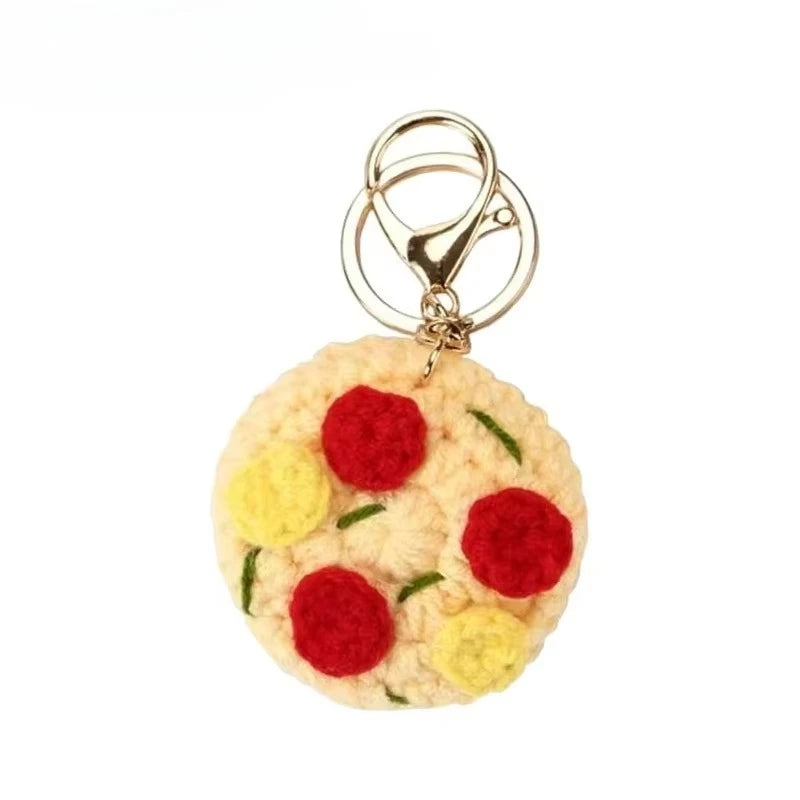 Handmade Knit Keychain Charms – Cute Burger & Ice Cream Pendant