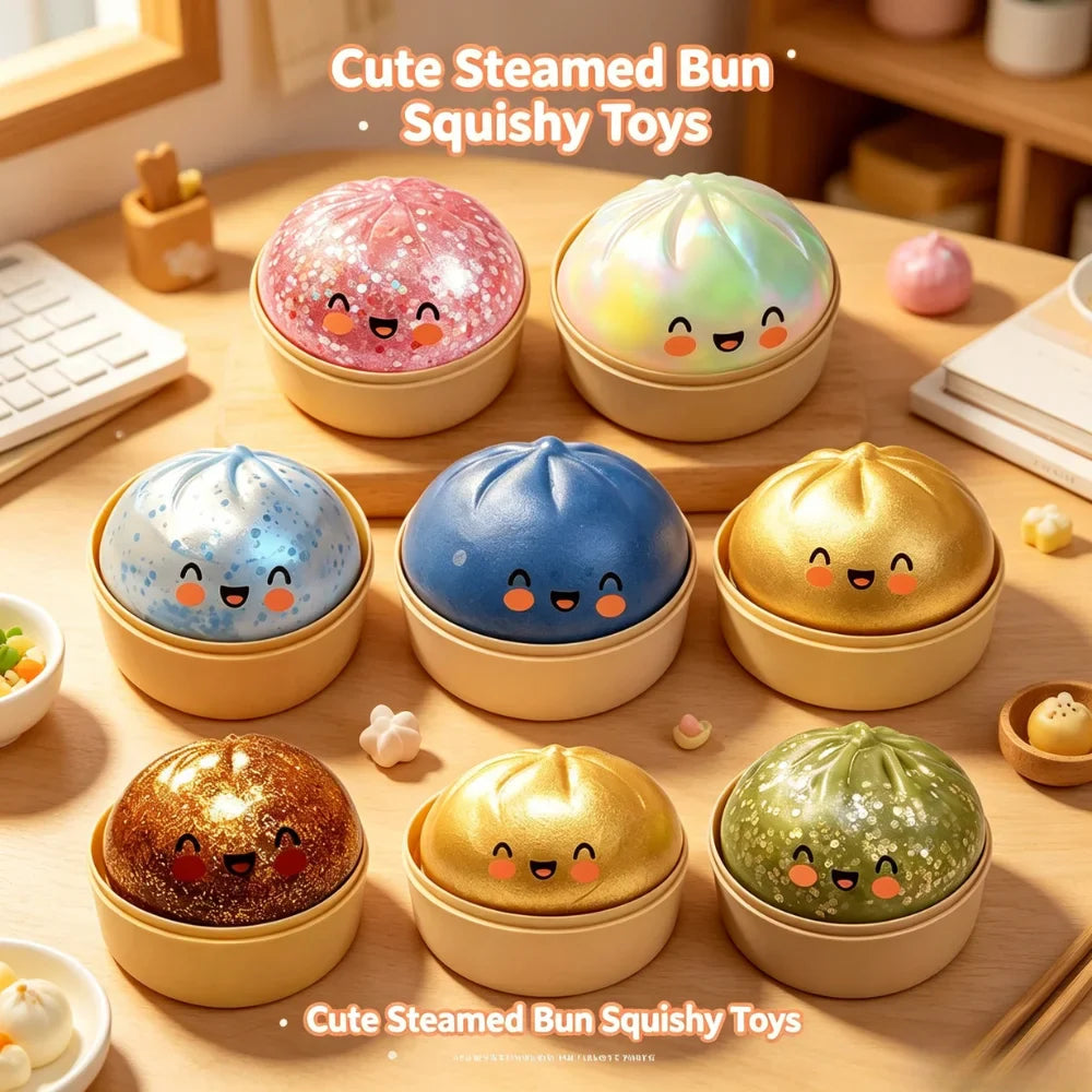 Steamed Bun Squishy Toy – Stress Relief Sensory Fidget & Collectible