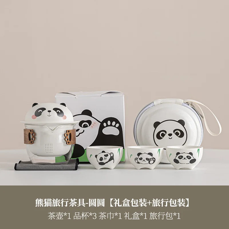 Panda Ceramic Camping Travel Tea Set | New Chinese Style