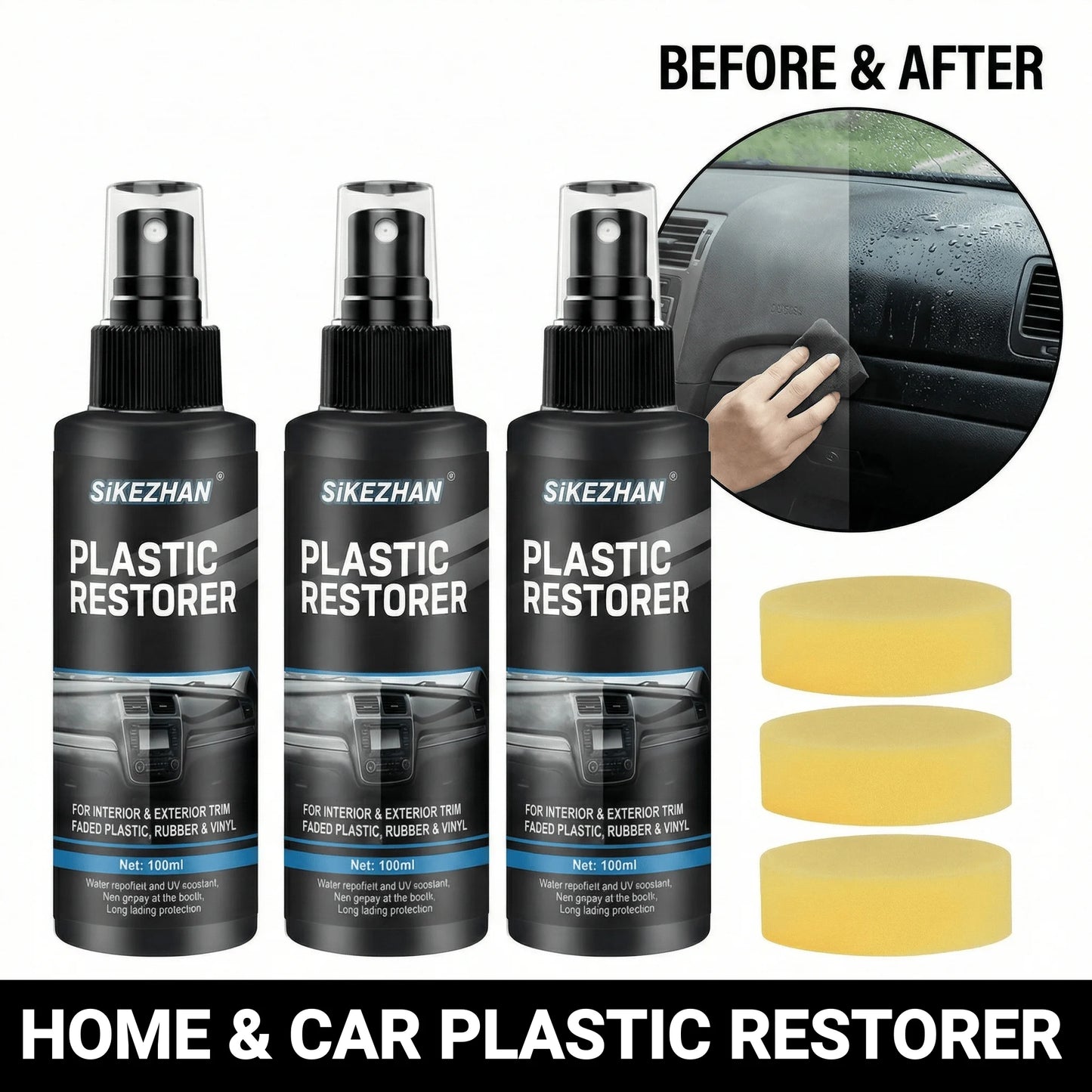 Car Plastic Restorer Back To Black Gloss Auto Interior Leather & Panel Renewal Wax Coating Agent Auto Polish And Repair Coating Peaceful Pleasures Health and Wellness