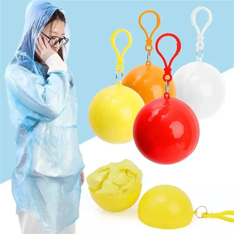 Portable Disposable Raincoat Adults – Ball Keychain & Pockets