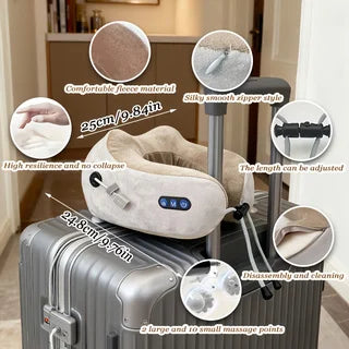Electric Neck Massager, U-Shaped Massage Pillow, Neck Massager with Durable Memory Foam, Heated Massage Pillow, Deep Tissue Kneading Relaxation Type, Suitable for Airplane, Car Travel, Office, Home Use, Great Gift for Father' Peaceful Pleasures Health and Wellness