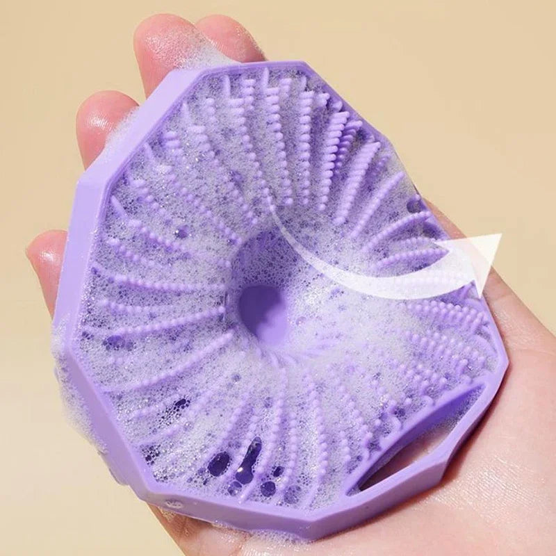 Soft Silicone Exfoliating Brush Cleanser Manual Body Cleansing Scrubber Shower Gentle Massage Bath Brush Bathroom Accessorie Peaceful Pleasures Health and Wellness