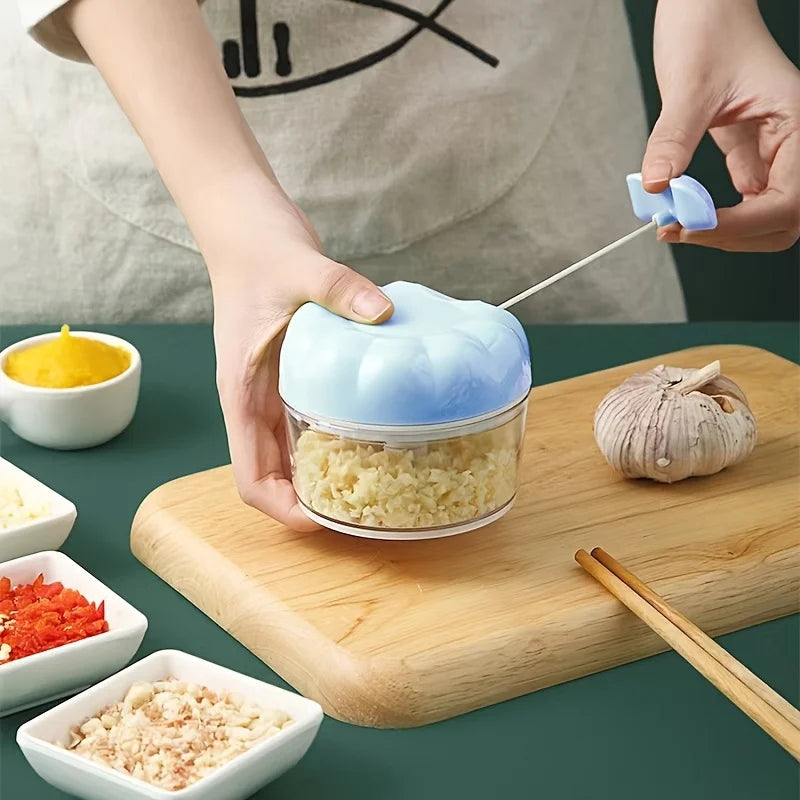 Manual Pull String Vegetable Chopper with Container & Mincer