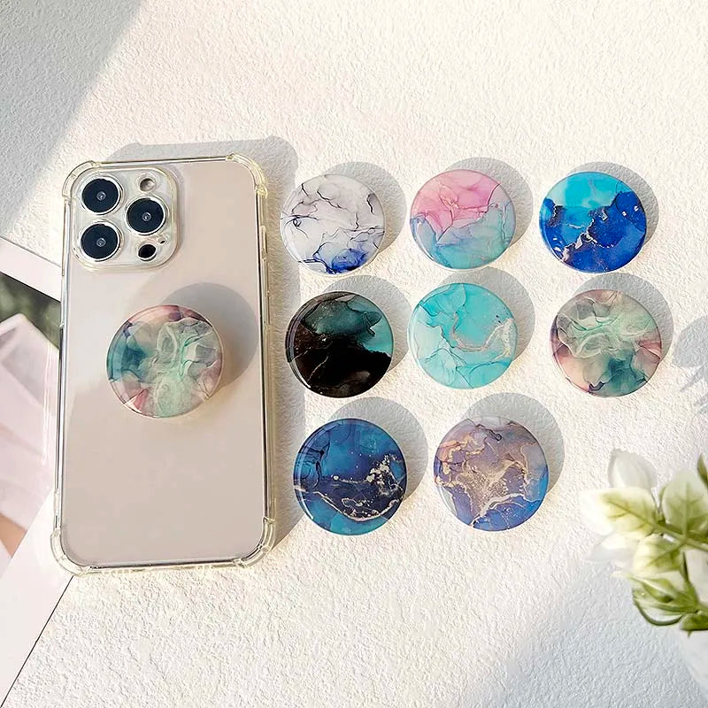 Socket Grip Tok Acrylic Glue Material High Quality Transparent Folding Stand Marble Pattern Phone Holder Foldable phone grip Peaceful Pleasures Health and Wellness