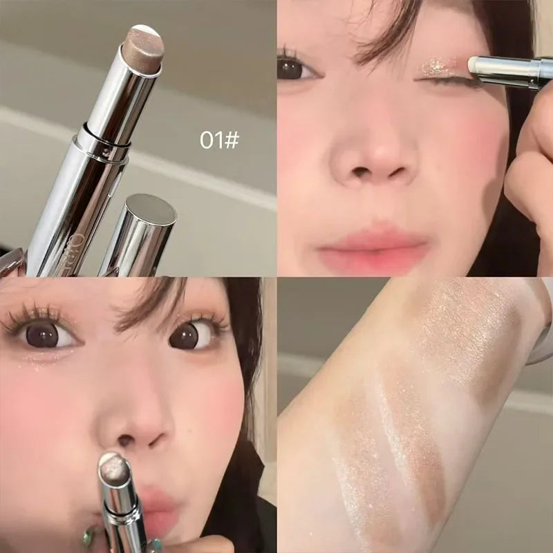QIBEST 3 Colors Waterproof Eye Shadow Stick Pearlescent Silkworm Eyeshadow Pencil Lasting Shimmer Highlighter Brighten Makeup Peaceful Pleasures Health and Wellness 01