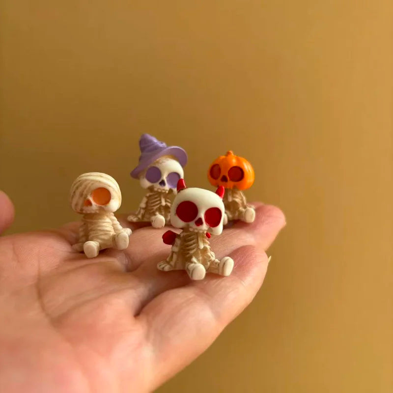 4Pcs Halloween Mini Figurines Set, Spooky Resin Decor with Pumpkins Ghosts Skulls for Party Home Garden Decoration Peaceful Pleasures Health and Wellness