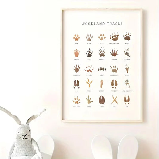Animal Footprint Canvas Wall Art Print | Modern Home Decor Canvas Wall Art Peaceful Pleasures Health and Wellness G4570 30x40cm Wood Framed