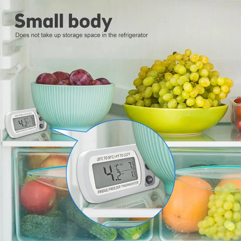 Fridge Thermometer With Hook Anti-Humidity Refrigerator Freezer Electric LCD Display Digital Thermometer Temperature Monitor Peaceful Pleasures Health and Wellness