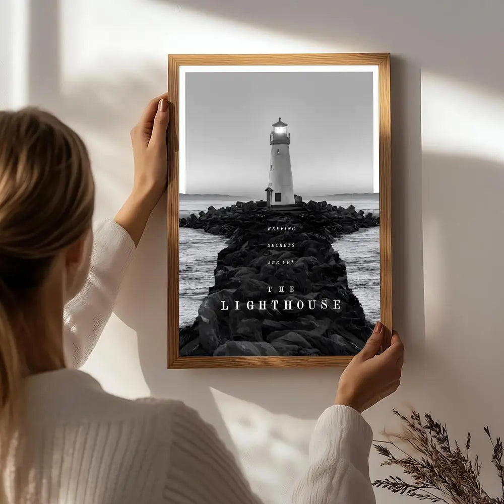 Movie T-The Lighthouse Poster HD Self Adhesive Waterproof Wall Art Ideal for Home Office Dorm Bedroom Great Gift Peaceful Pleasures Health and Wellness White3 15X20cmNoframe
