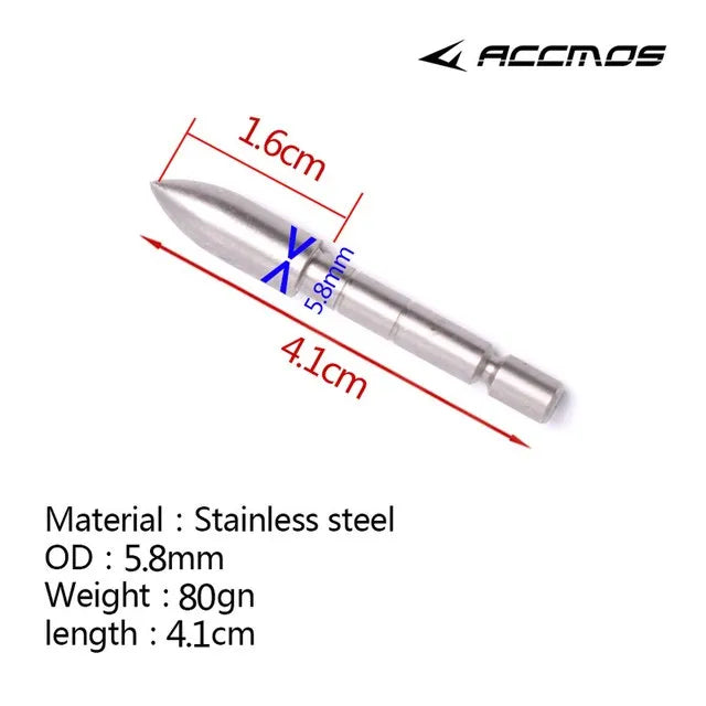 Archery ID3 2 4 5 6 8 0 Stainless Steel Insert Arrowhead Point Tips