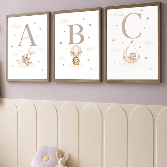Custom Alphabet Wall Art Cute Animal Letter Canvas Painting Nursery Poster Print For Kids Room Wall Decor Peaceful Pleasures Health and Wellness