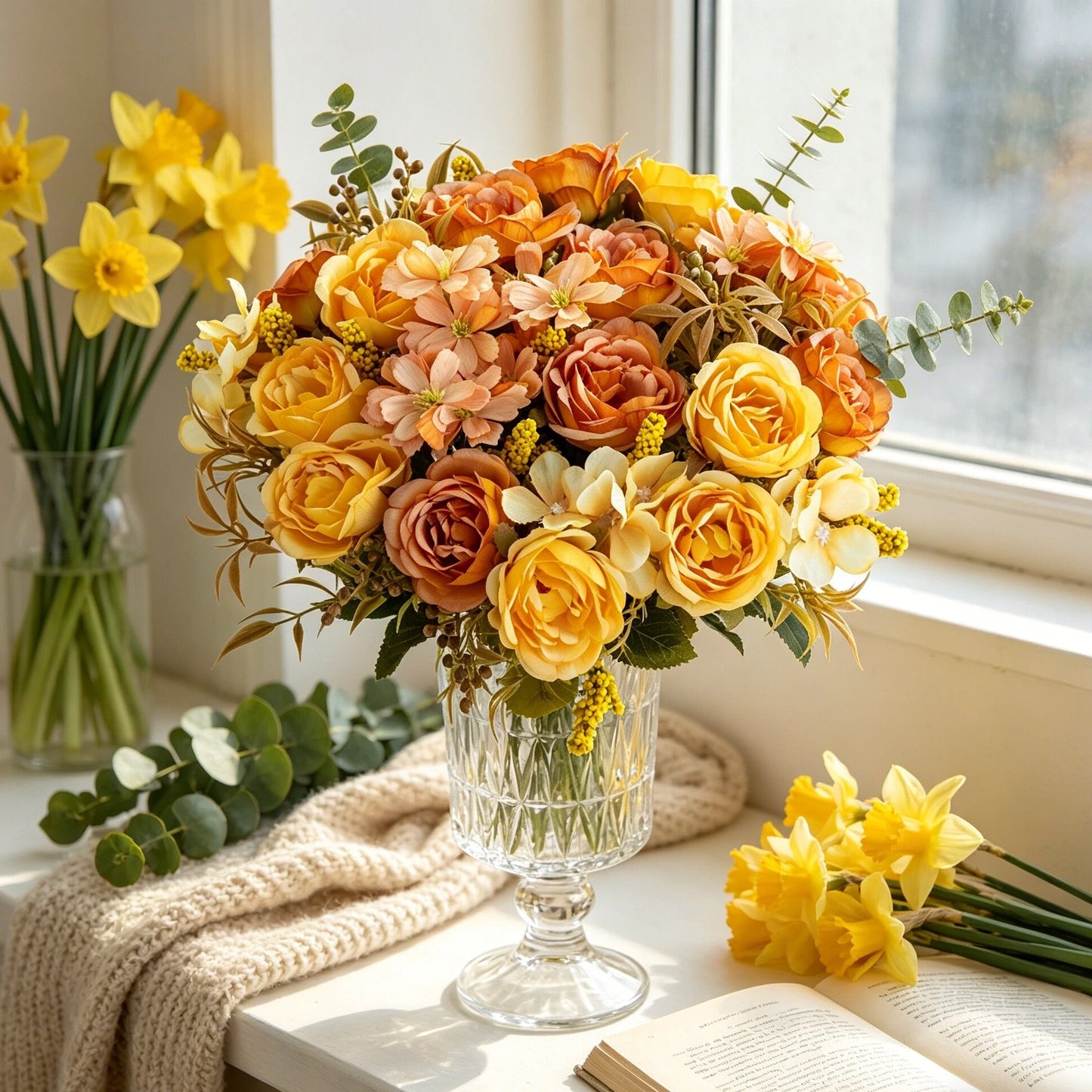 Silk Rose Peony Artificial Bouquet – Wedding & Home Décor