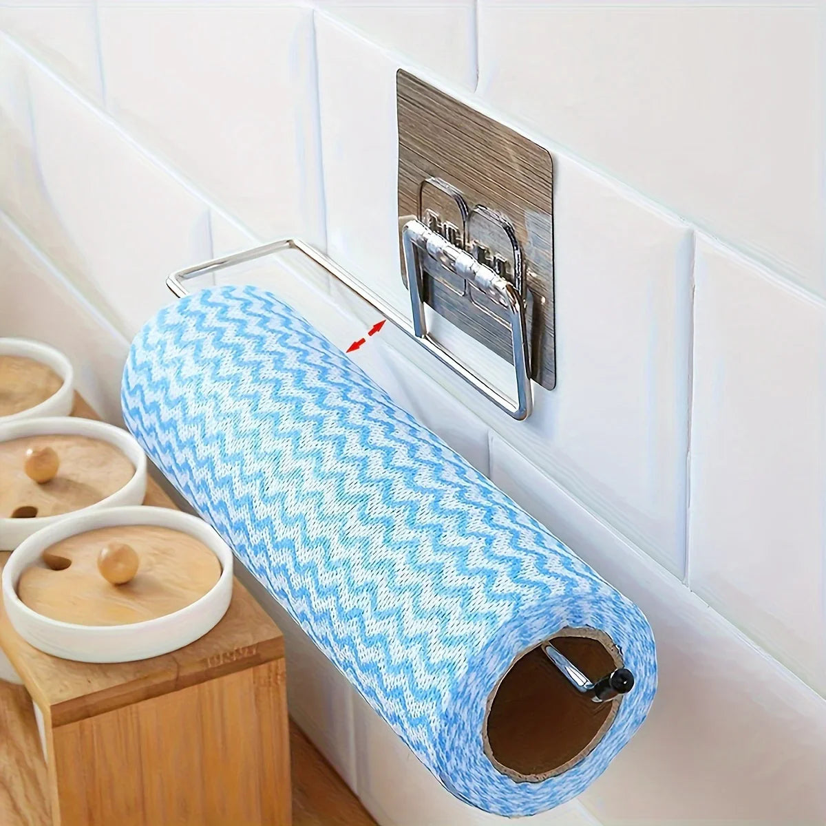 No-Drill Stainless Steel Paper Towel & Roll Holder Rack