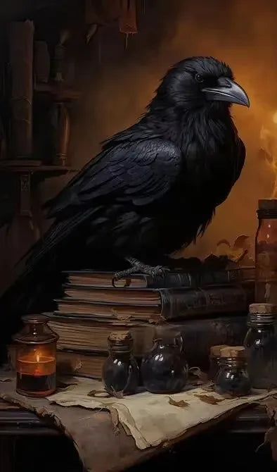 Victorian Gothic Black Cat Raven Canvas Wall Art Print | Occult Décor Gothic Canvas Print Peaceful Pleasures Health and Wellness ZLH5381 90x130cm No Frame
