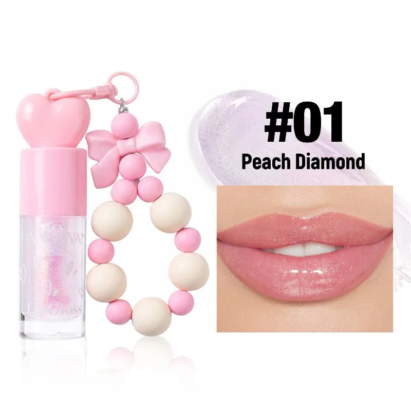 Glitter Lip Oil Bowknot Keychain – 4 Shades, High Shine