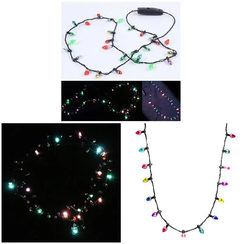 1 Pcs Mini Flashing Light-up Blinking Christmas Lights Costume Necklace 8 LED Bulbs Peaceful Pleasures Health and Wellness