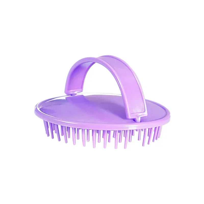 Head Massage Brush Soft Silicone Shampoo Brush Bathroom Products Plastic Sanitary Comb Washing Hair Scalp Shower Body Peaceful Pleasures Health and Wellness PURPLE