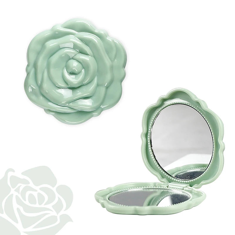 Retro Rose Double-Sided Folding Pocket Compact Mirror