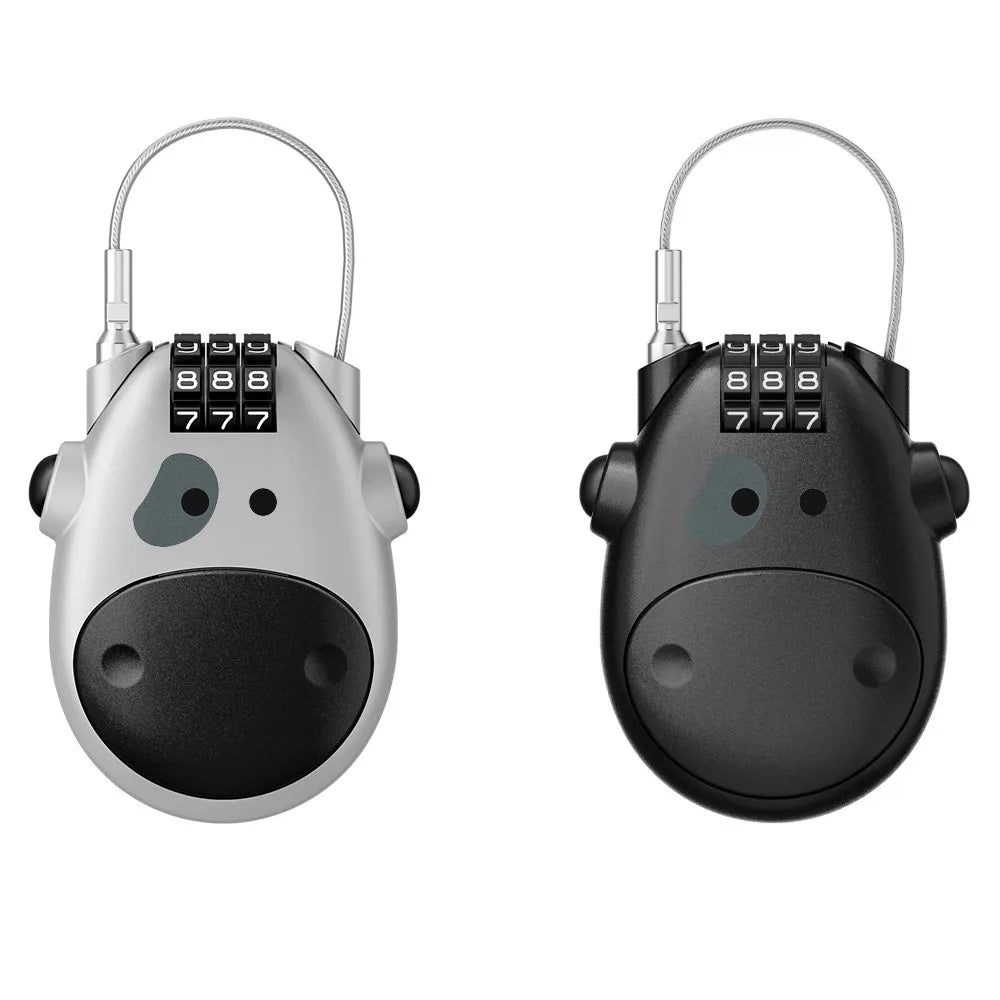 Retractable Steel Cable Combination Lock – Bike, Helmet & Travel Cable Combination Lock Peaceful Pleasures Health and Wellness 2PCS black-silver
