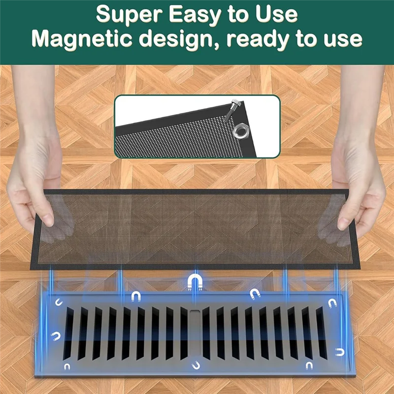 Y51A-Magnetic Register Covers Air Vent Covers Mesh Vent Covers For Home Floor Ceiling Catch Debris Hair Insect Peaceful Pleasures Health and Wellness Black 5.5x12Inch