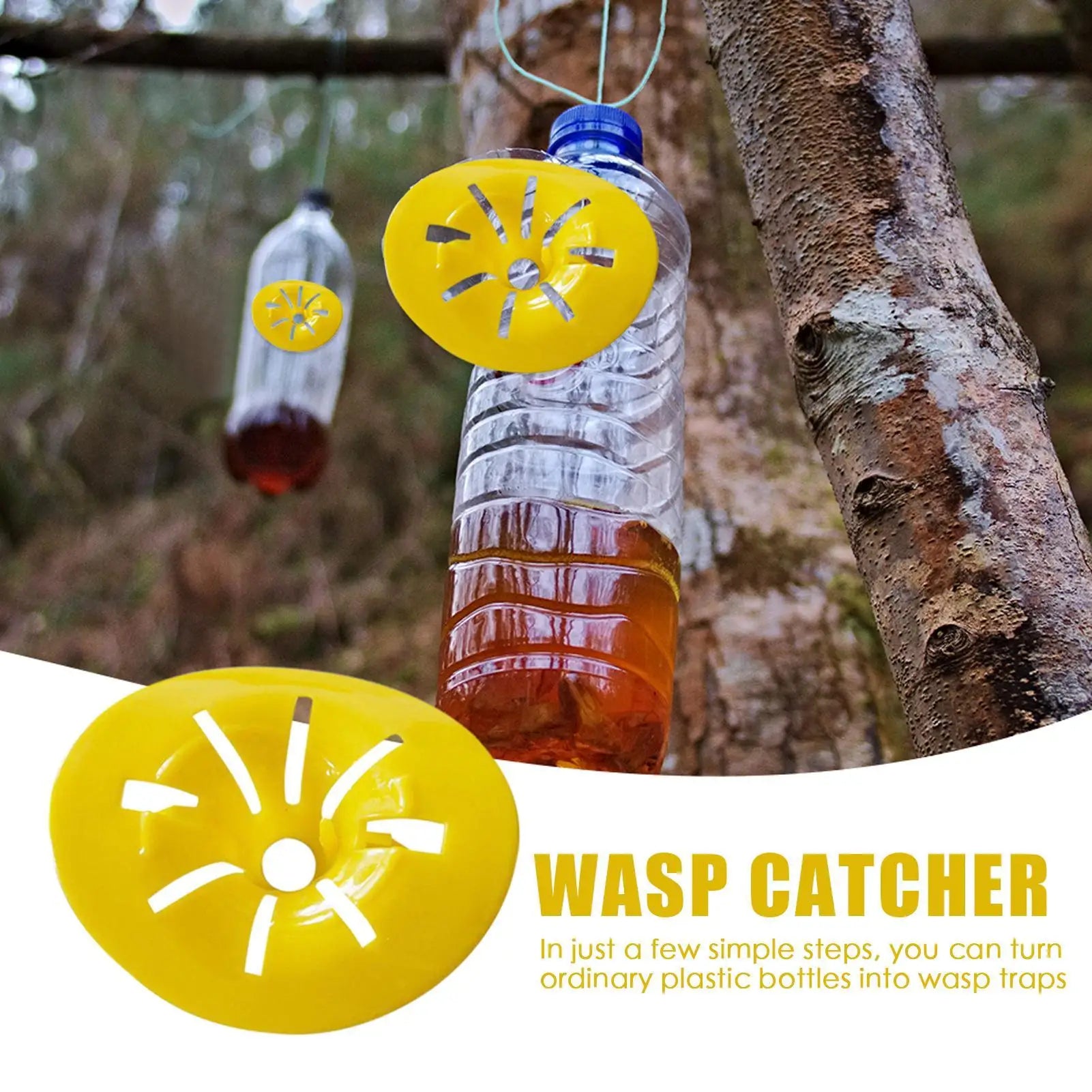 10Pcs Reusable Wasp Trap Insect Funnel Killer Flower Bee Hornet Catcher Plastic Bottle Wasp Traps Garden Pests Control Tool Peaceful Pleasures Health and Wellness