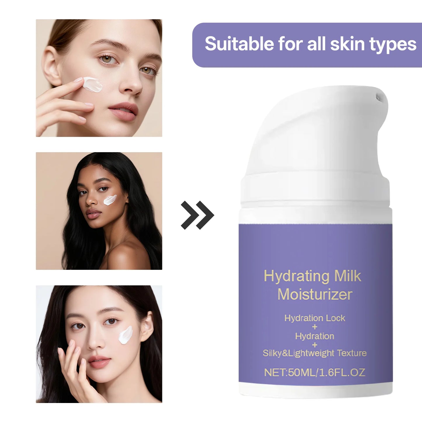 Hydrating Milk Moisturizer 50ml for All Skin Types Lightweight Non-Greasy Daily Face Balm with Shea Butter and Glycerin Peaceful Pleasures Health and Wellness Default Title
