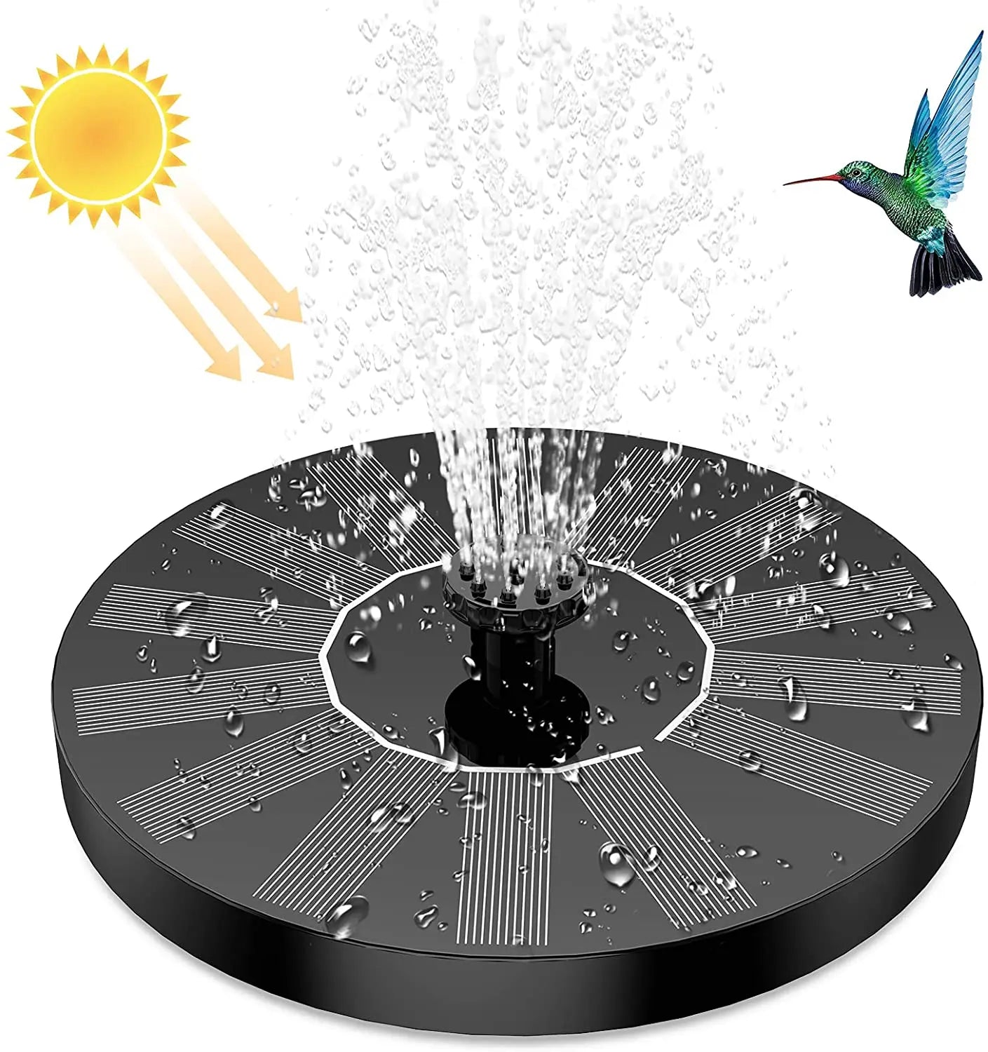 1.5W Solar Fountain Pump with 6 Nozzles – Bird Bath & Pond