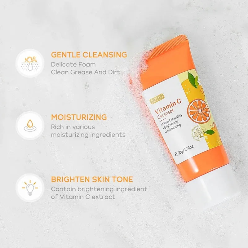 Vitamin C Facial Cleanser Skin Deep Cleansing Moisturizing Blackhead Removal skincare Face Wash Foam Face Cleanser Skin Care Peaceful Pleasures Health and Wellness