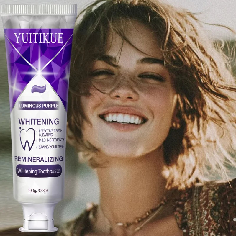 Yuitikue Luminous Purple Whitening Toothpaste, Remineralizing Teeth Whitening Paste for Effective Cleaning & Brightening, 100g Peaceful Pleasures Health and Wellness
