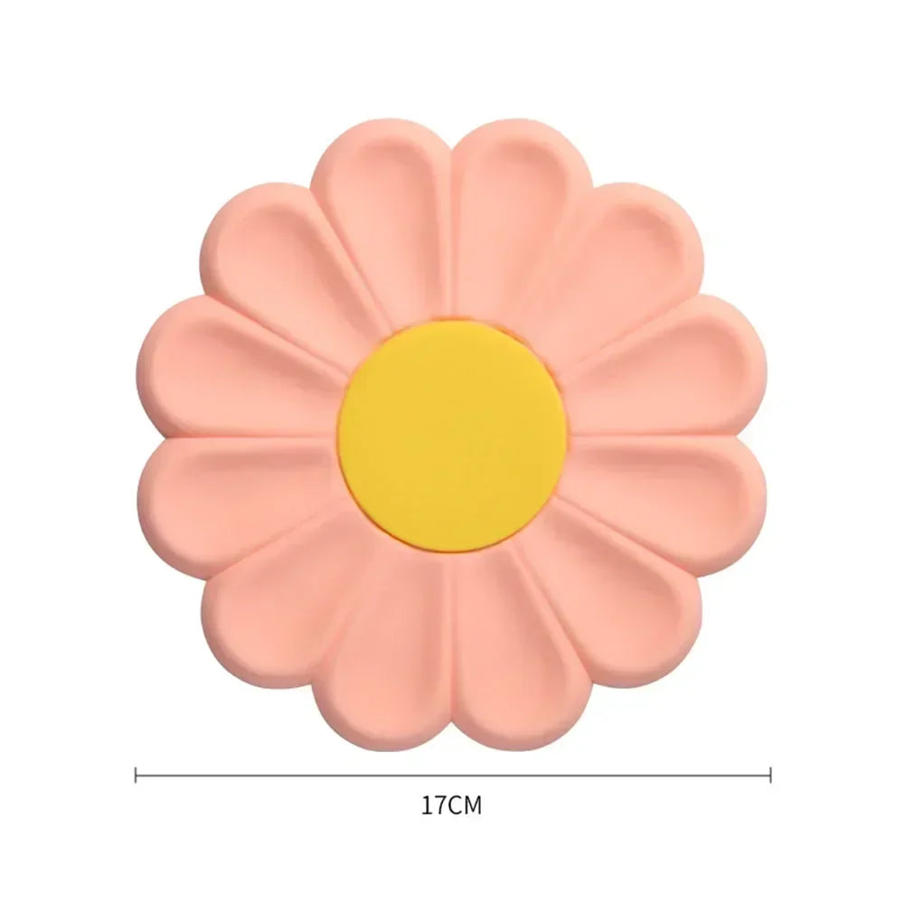 Silicone Coaster Colorful Daisy Shape Heat Resistant Anti Scalding