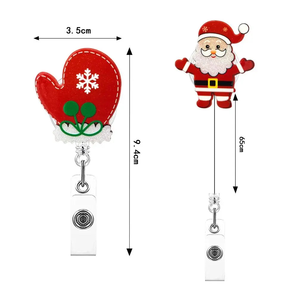 Acrylic Christmas Badge Reel Santa Claus Snowman Elk Retractable Badge Holder Gingerbread Xmas Decoration ID Card Holder Peaceful Pleasures Health and Wellness