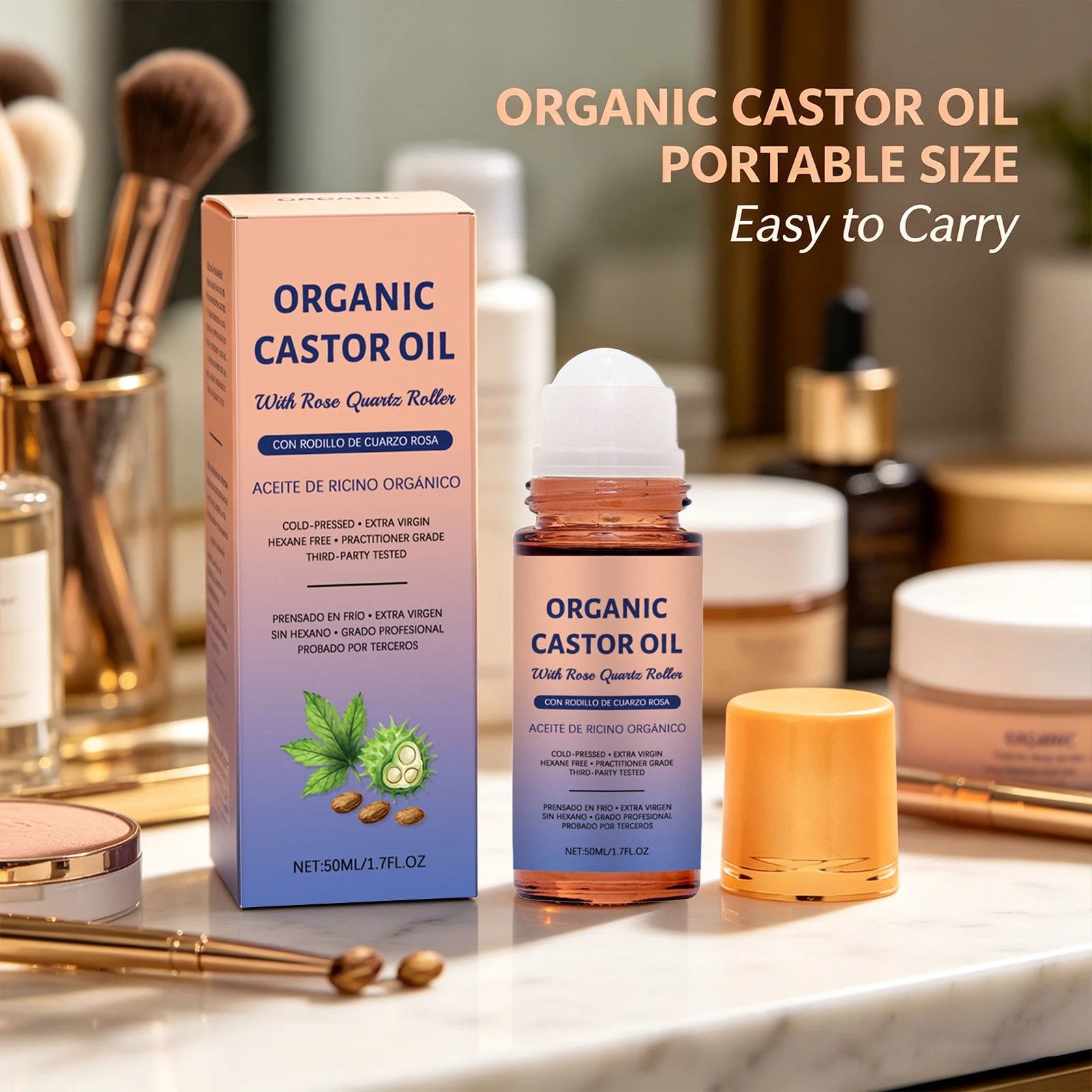 Organic Castor Oil Moisturizing Improve Skin Elasticity Relieve Dryness Discomfort Brightening Skin Tone Cold-Pressed Castor Oil Peaceful Pleasures Health and Wellness