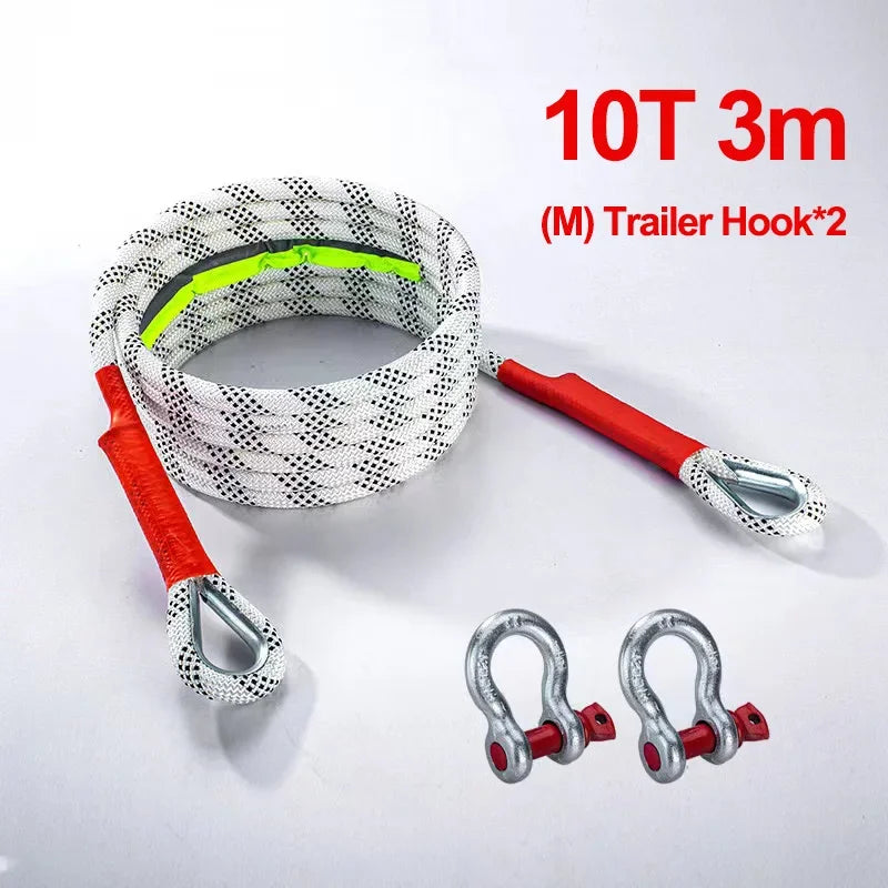 Upgraded Heavy Duty Car Tow Rope Off Road Tow Strap with Hook Wear-Resistant Vehicle Emergency Rescue Recovery Auto Accessories Peaceful Pleasures Health and Wellness T488-10T