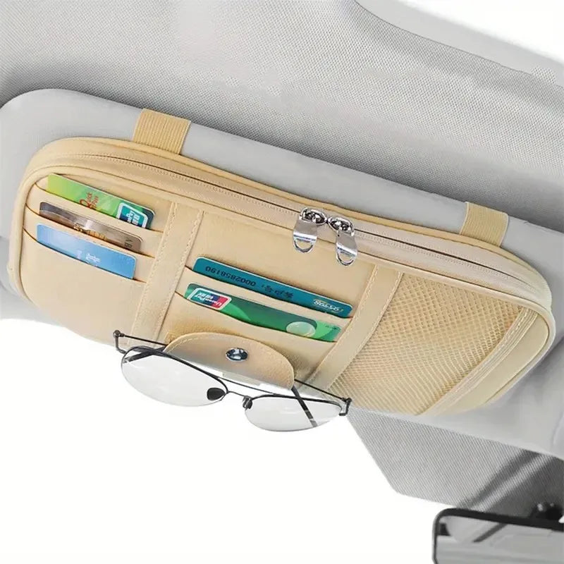 1 Piece Car Sun Visor Organiser, Sunglasses Holder with Zip Pouch for Car, Truck, SUV Car Interior Accessories Peaceful Pleasures Health and Wellness