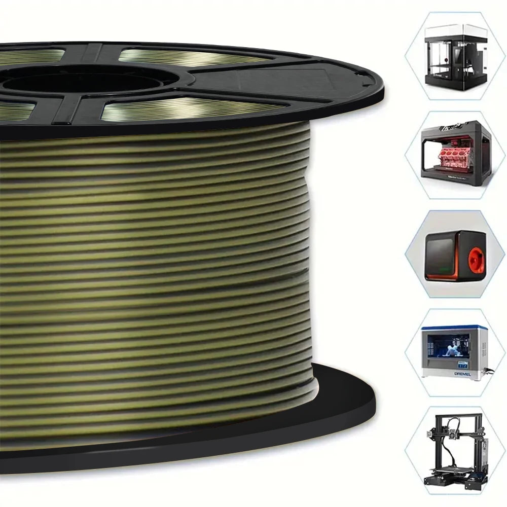 Two-Color Silk PLA Filament 1.75mm Bronze Black 250g Spool