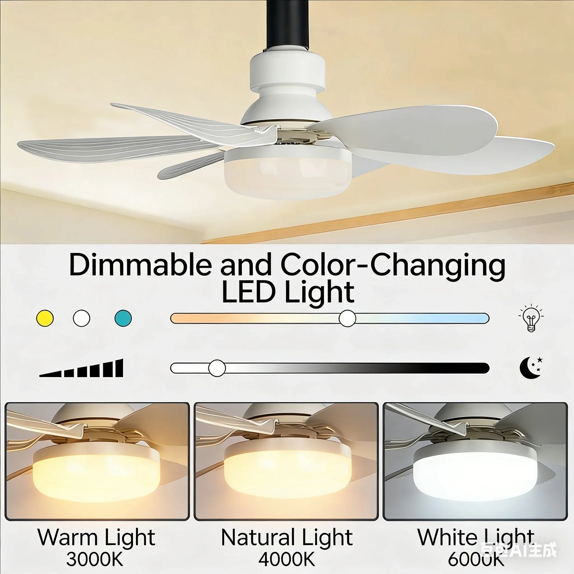 30W/40W LED Ceiling Fan Light, E27 Socket, with Remote Dimming, a summer essential, ideal for living rooms, home offices, and ev Peaceful Pleasures Health and Wellness