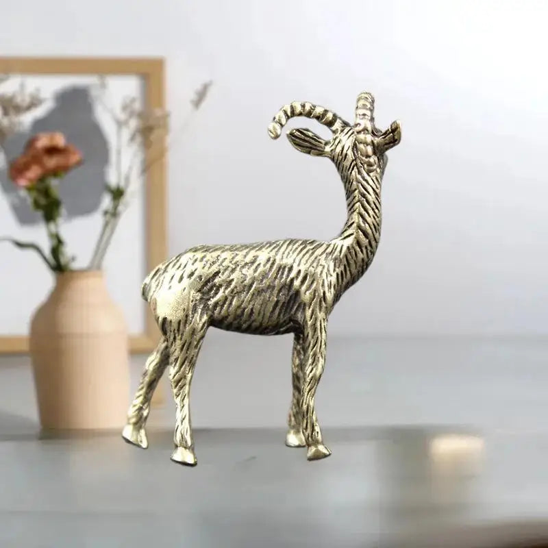Retro Brass Goat Statue | Handmade Home Decor & Tea Pet Brass Figurine Peaceful Pleasures Health and Wellness