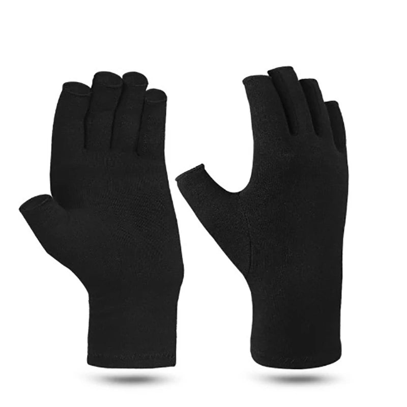 Relieve Hand Discomfort with 1pair Fingerless Compression Gloves Peaceful Pleasures Health and Wellness black L