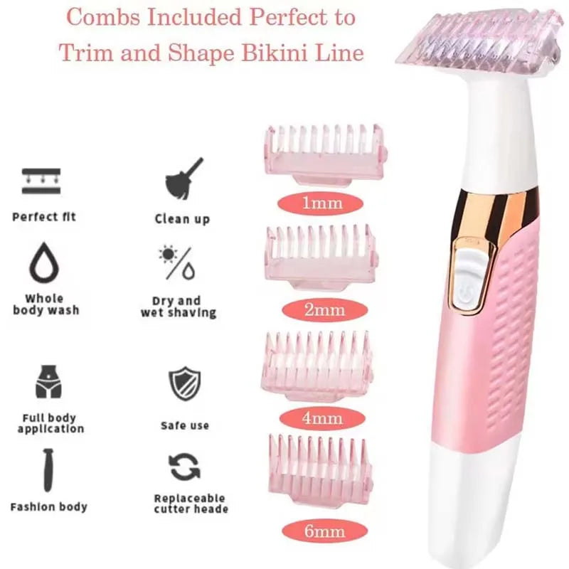 The New Professional Rechargeable Ladies Waterproof IPX5 Portable Electric 5-in-1 Body and Facial Hair Remover Peaceful Pleasures Health and Wellness