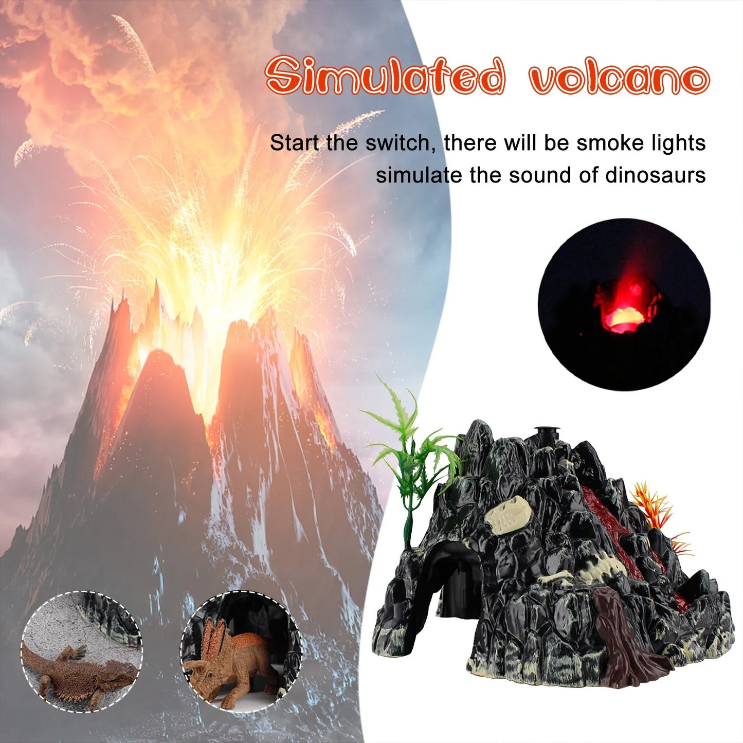 Simulation Volcano Model Spray Light Dinosaur Sound Model Toy Accessories Science Nature Toys Peaceful Pleasures Health and Wellness