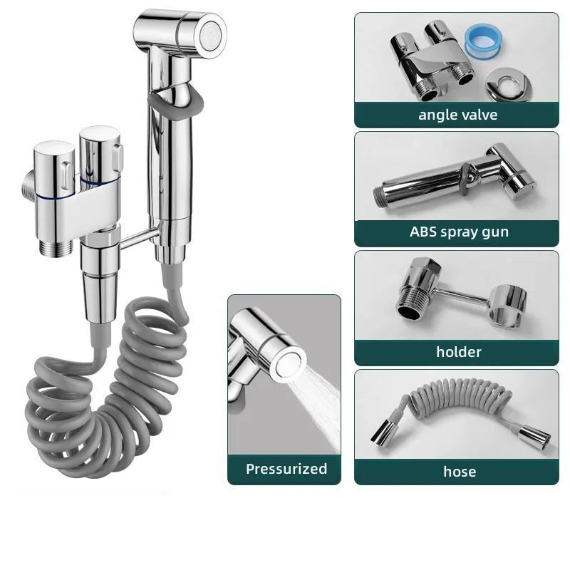 Handheld Bidet Sprayer Set | Dual Outlet Brass Angle Valve